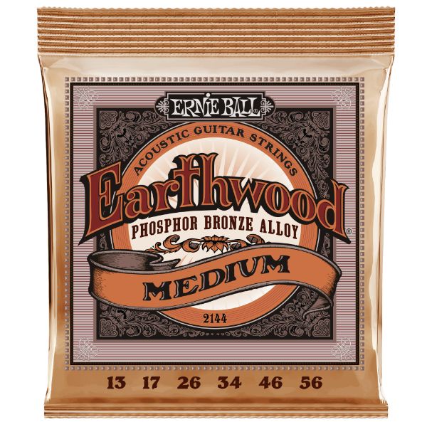 Ernie Ball 2144 Earthwood Phosphor Bronze Acoustic Guitar Strings - .013-.056 Medium