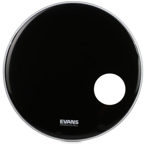 Evans EQ3 Resonant Black Bass Drumhead - 22 inch - With Port Hole