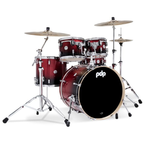 PDP Concept Maple 5-piece Shell Pack Drum Kit- Red To Black Sparkle Fade