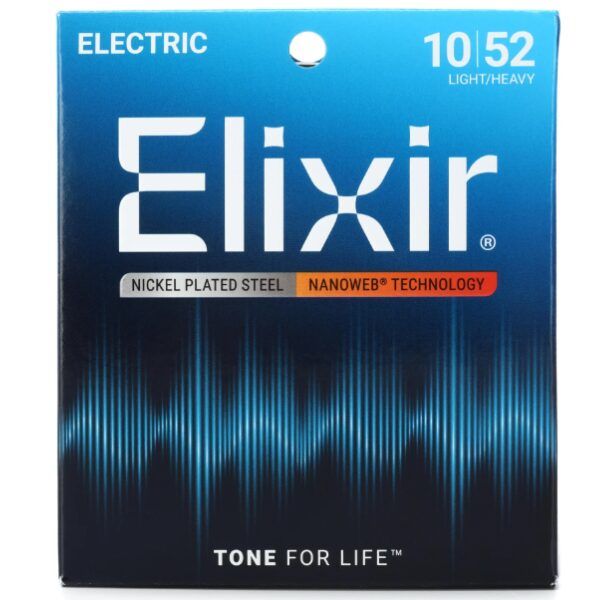 Elixir Strings 10-52 Nanoweb Light Top Heavy Bottom Electric Guitar Strings