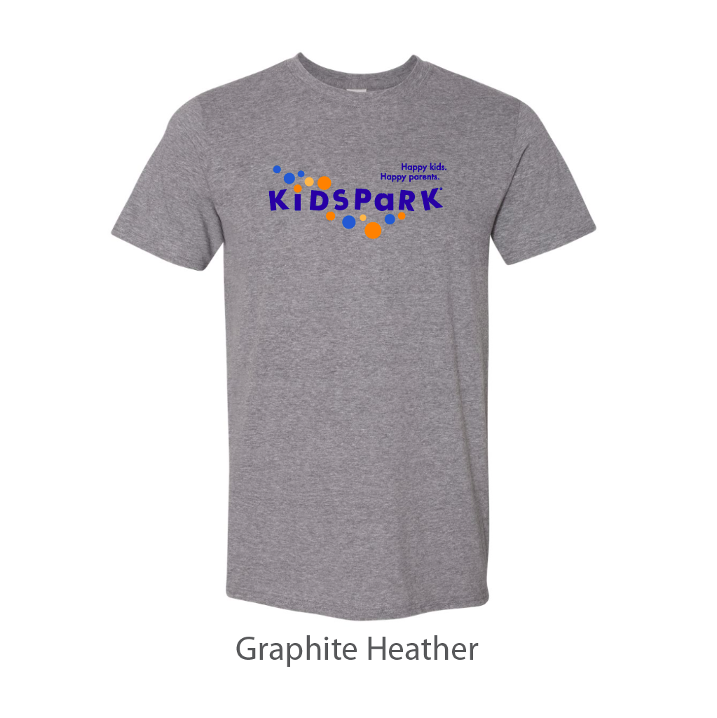 KidsPark Staff Color Logo Short Sleeve T-shirt, Size: Adult Small, Shirt Color: Graphite Heather