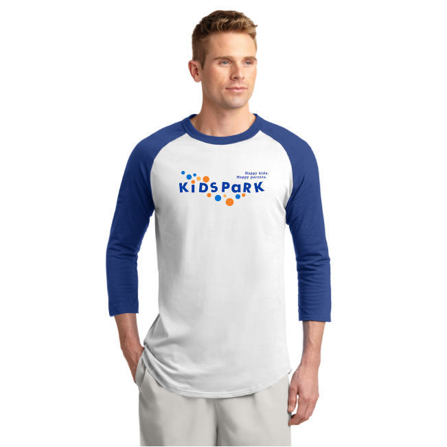 KidsPark Sport-Tek® Colorblock Raglan Jersey, Shirt Color: White / Royal