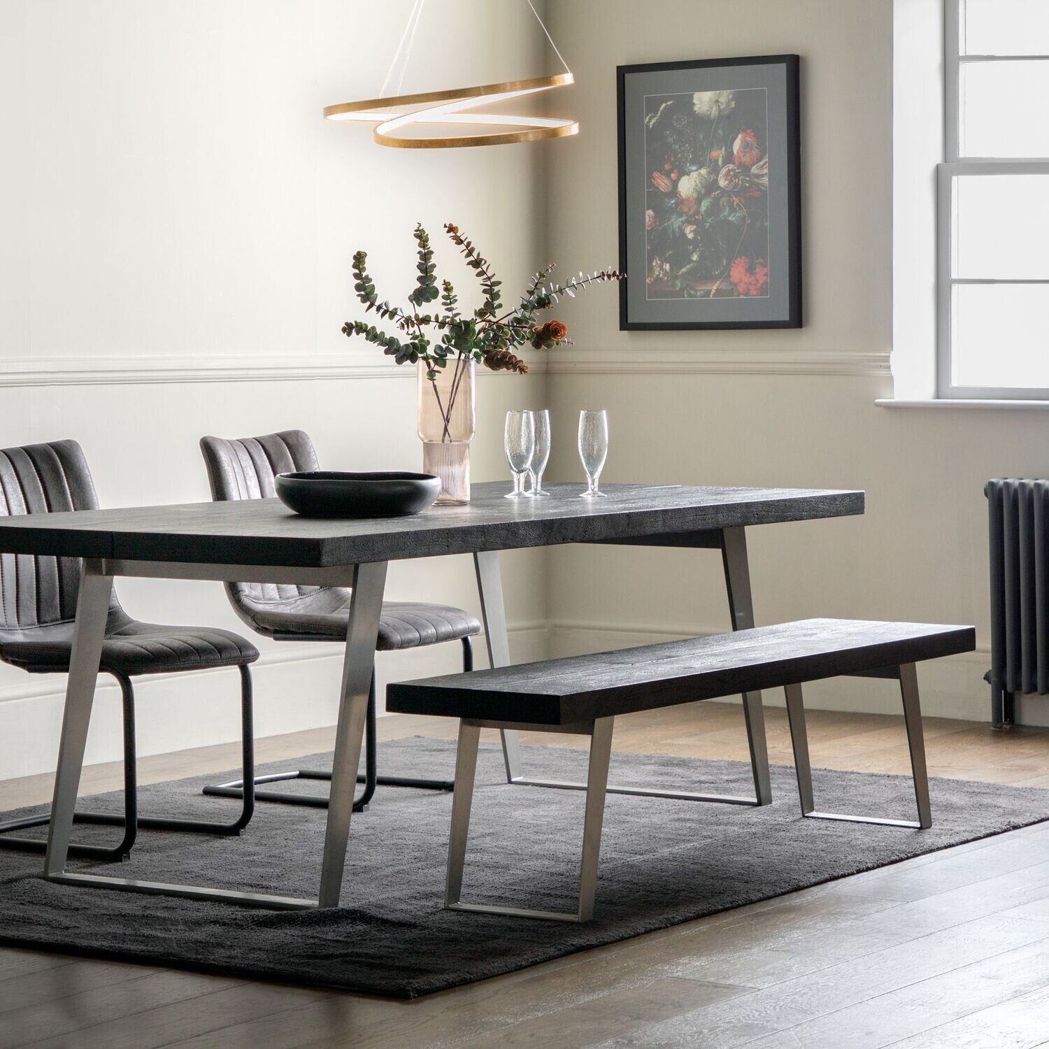 Gallery Direct Newington Dining Table, Size: Large, Colour: Black