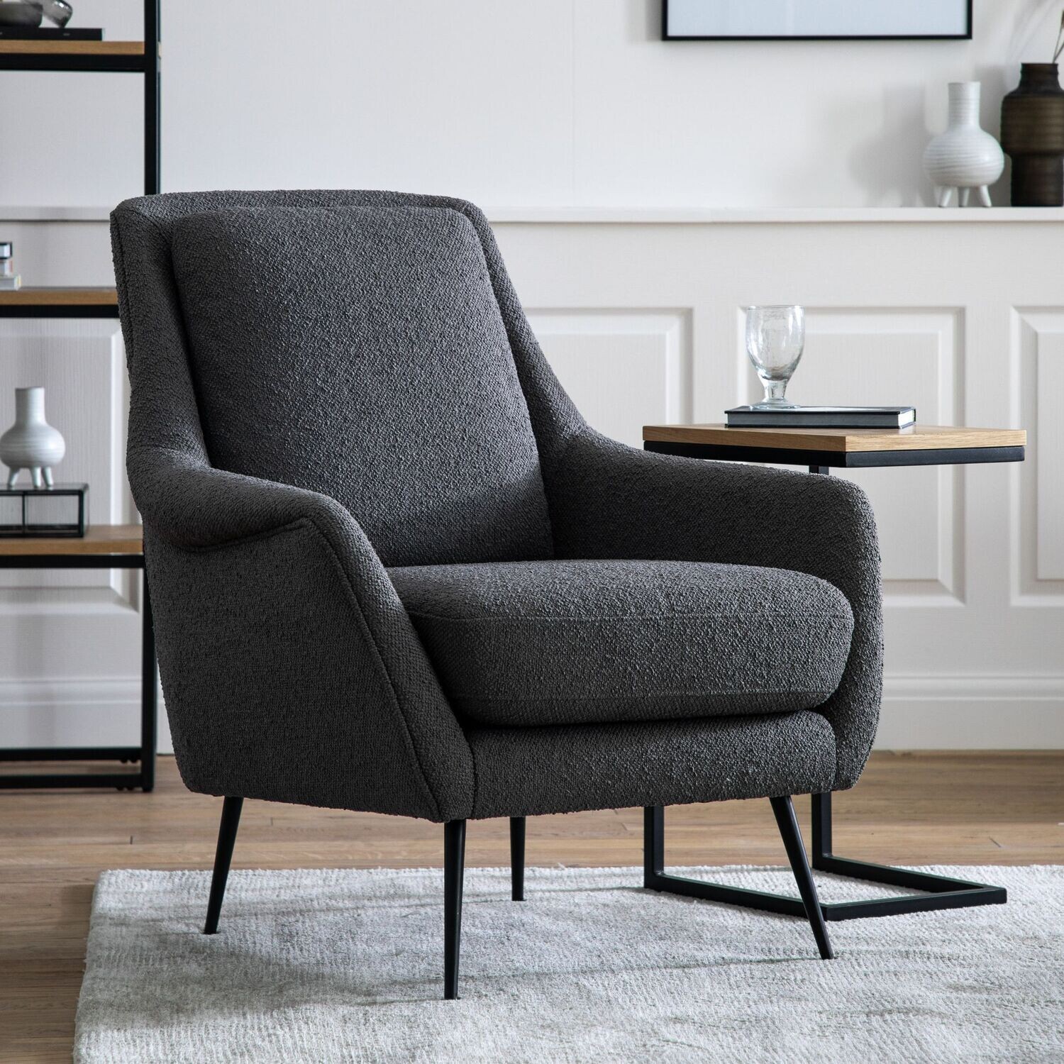 Gallery Direct Brompton Armchair, Colour/Material: Dark Grey/ Linen