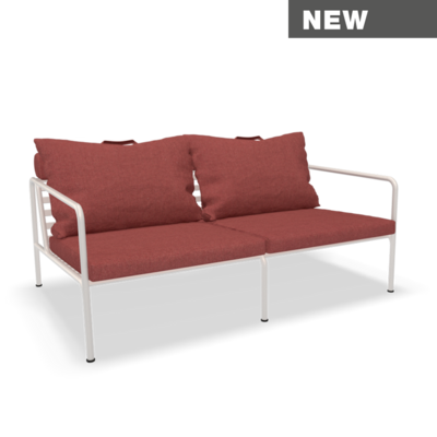 HOUE Avon 2 Seater Sofa, Frame Colour: Muted White, Cushion Colour: Scarlet