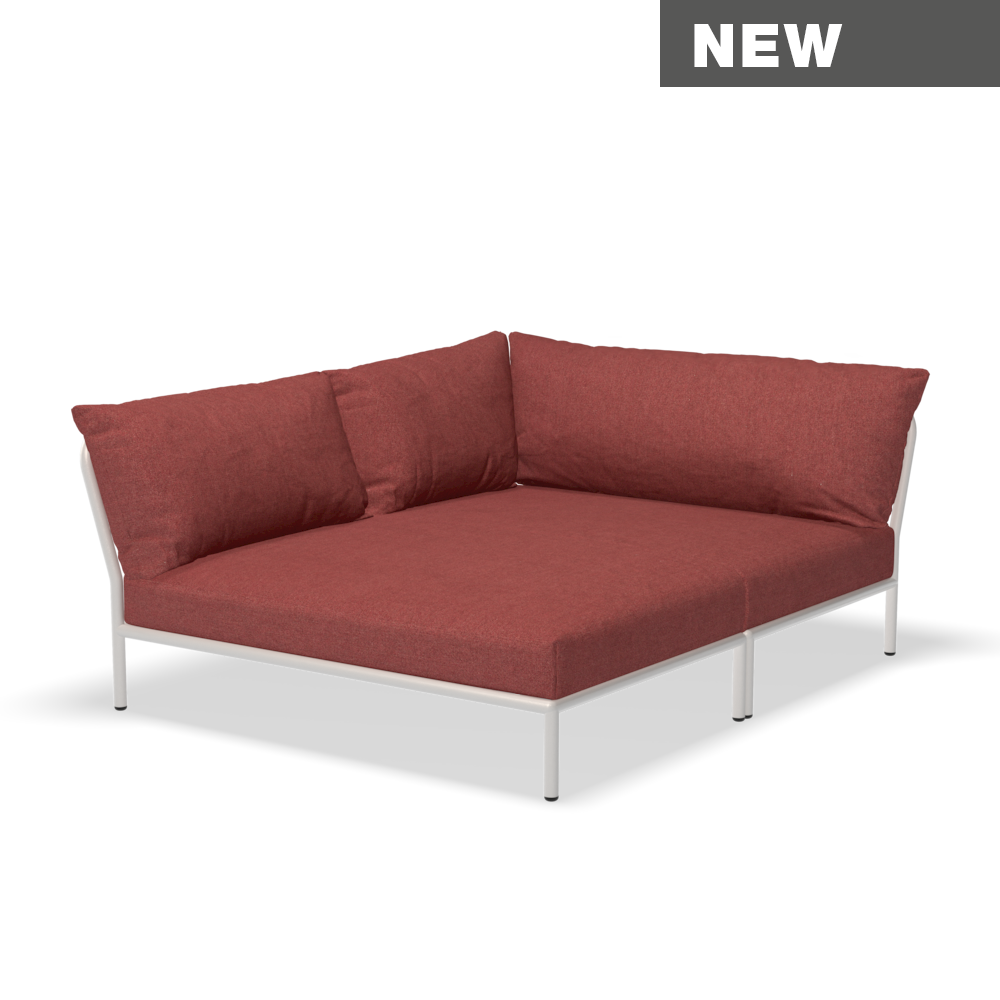 HOUE Level 2 Cozy Corner - Left, Frame Colour: Muted White, Cushion Colour: Scarlet