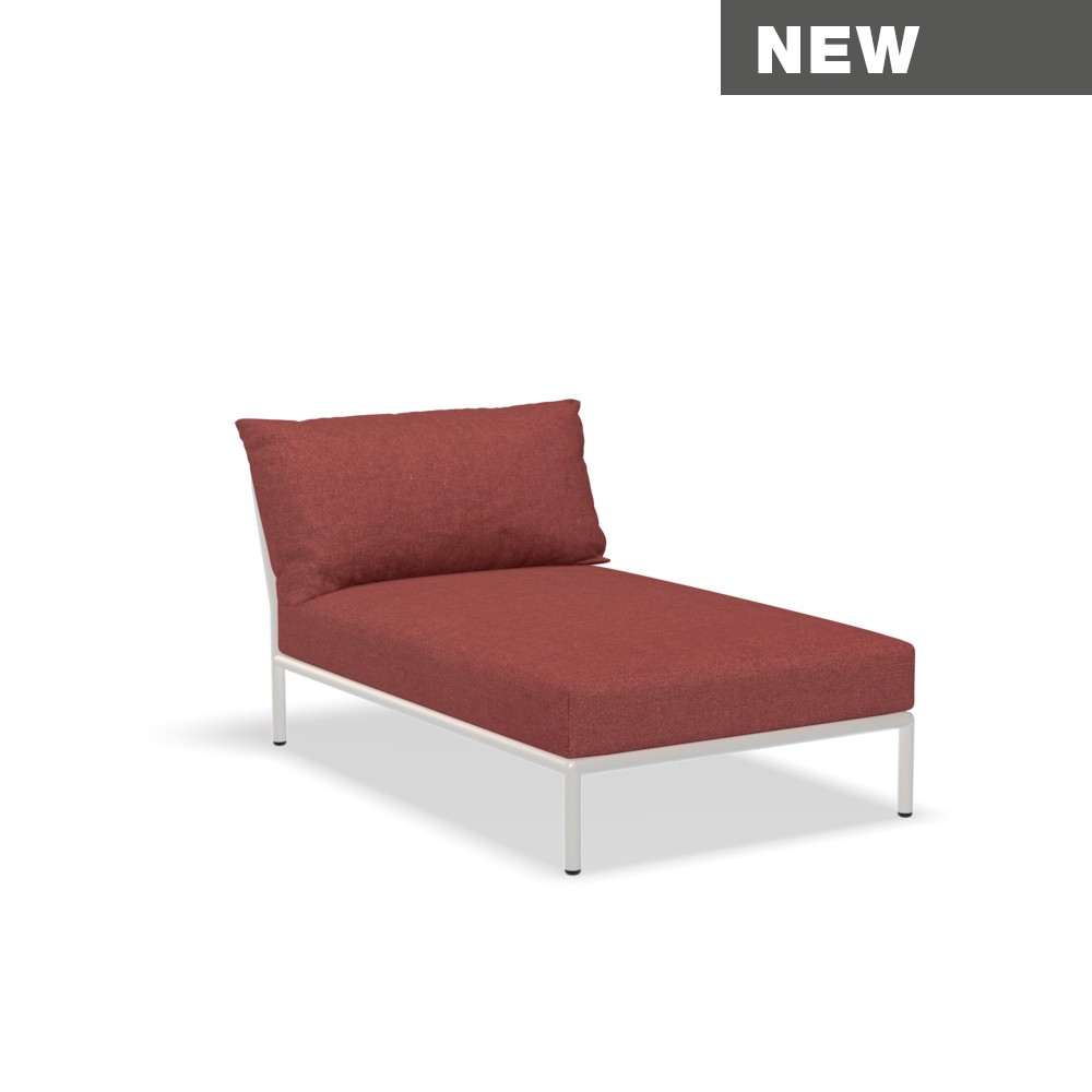 HOUE Level 2 Chaiselong, Frame Colour: Muted White, Cushion Colour: Scarlet