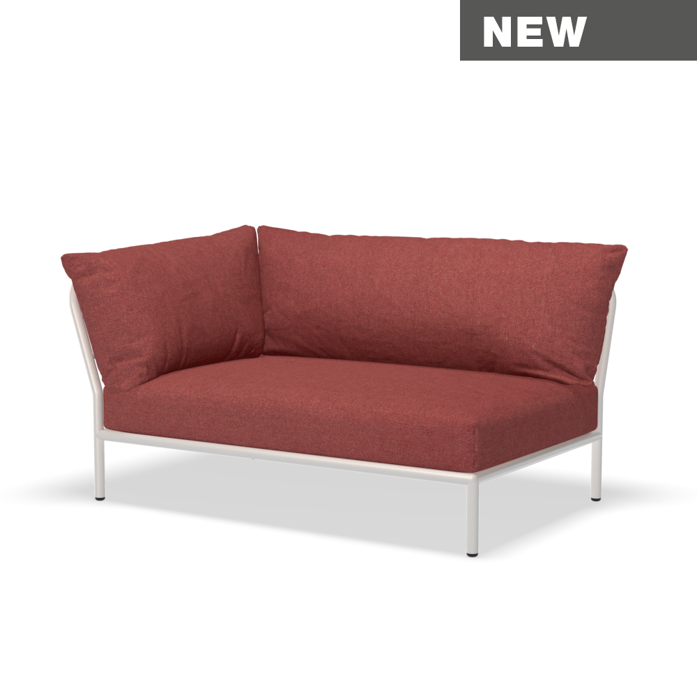 HOUE Level 2 Corner - Left, Frame Colour: Muted White, Cushion Colour: Scarlet