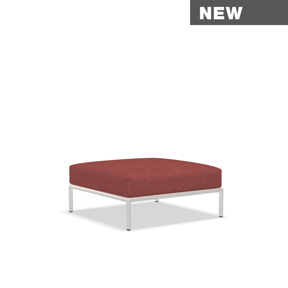 HOUE Level 2 Ottoman, Frame Colour: Muted White, Cushion Colour: Scarlet