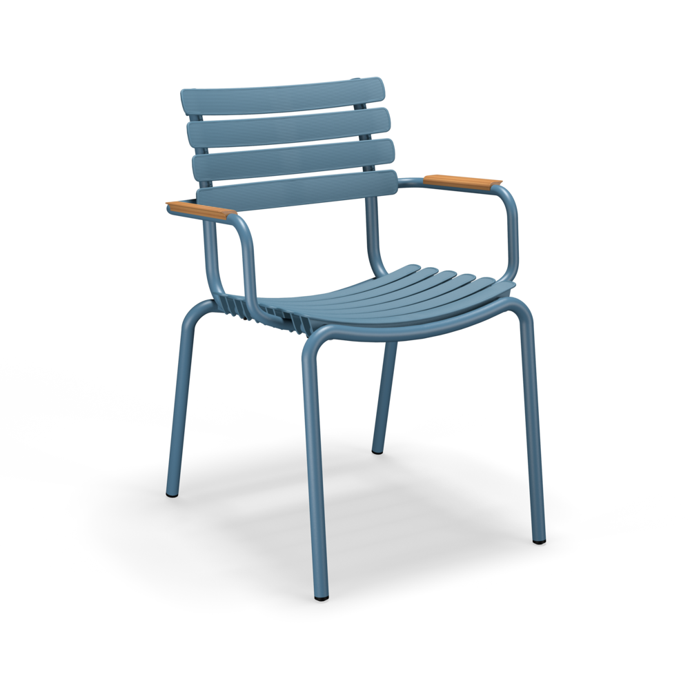 HOUE Reclips Dining Chair with Bamboo Armrests, Colour: Sky Blue