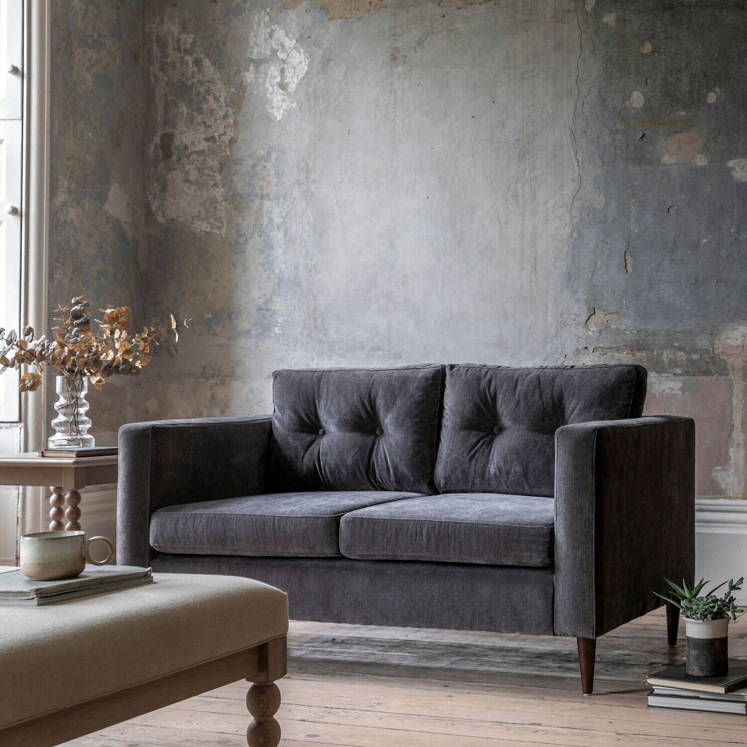 Gallery Direct Whitwell Sofa, Size: 2 Seater, Colour: Charcoal