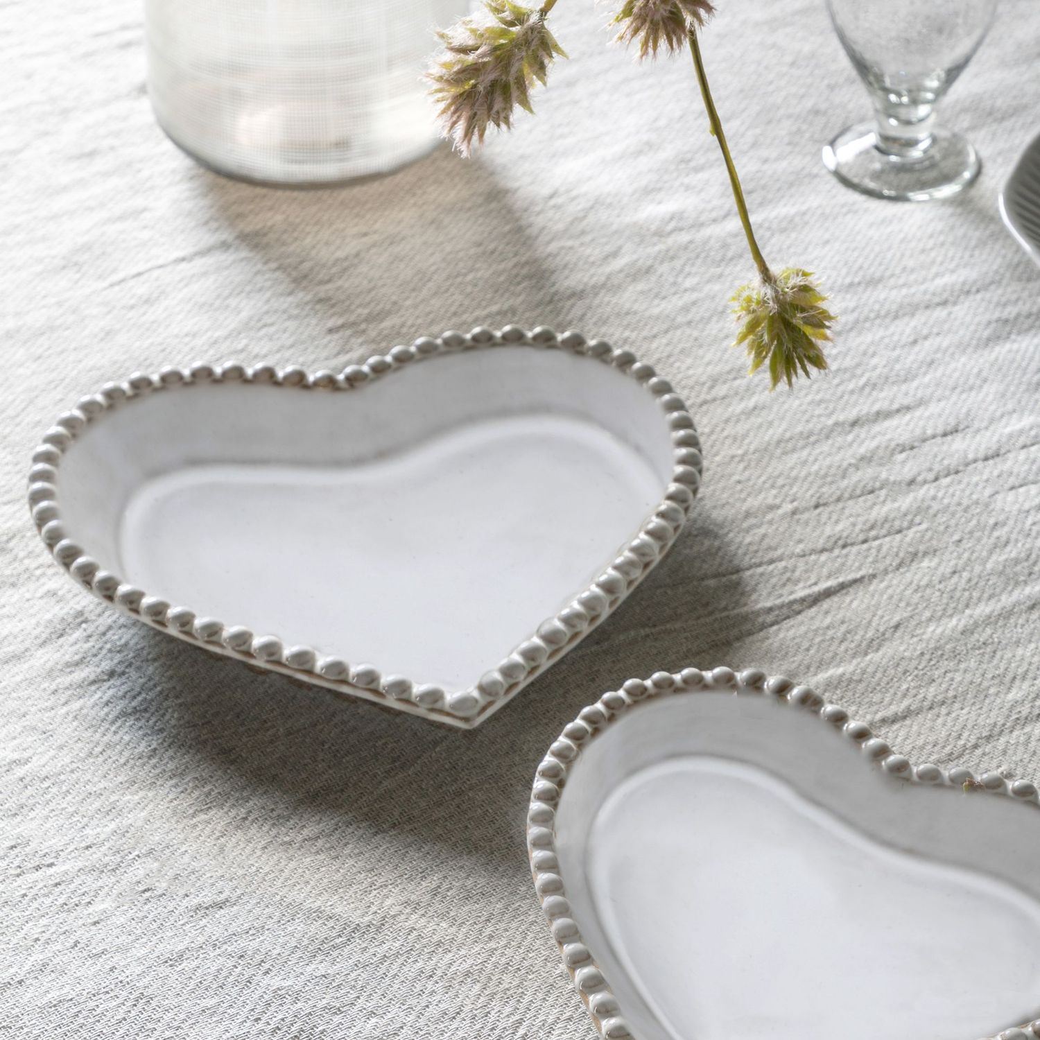 Gallery Direct Beaded Heart Plate Set of 3