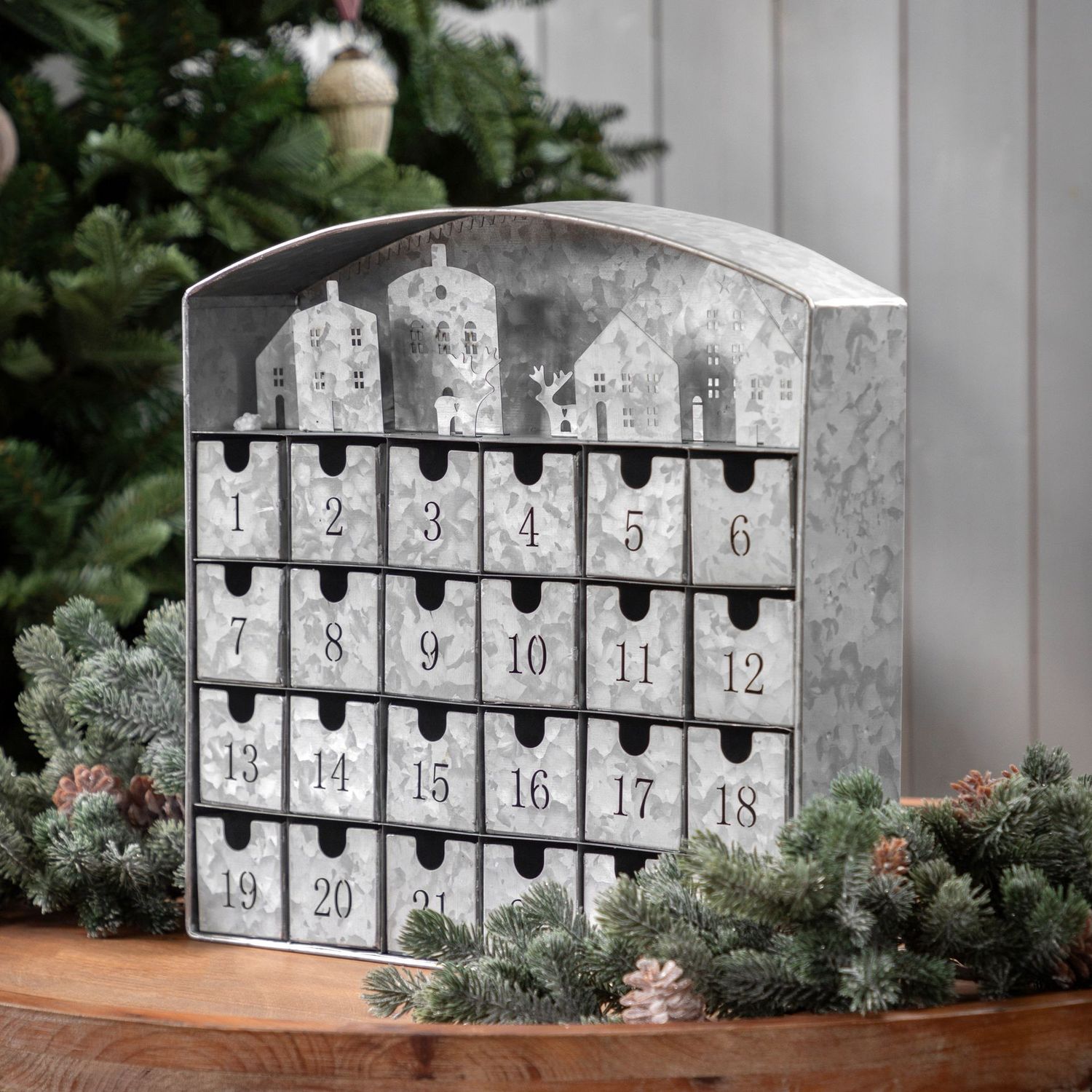 Gallery Direct House Scene Advent Calendar Metal