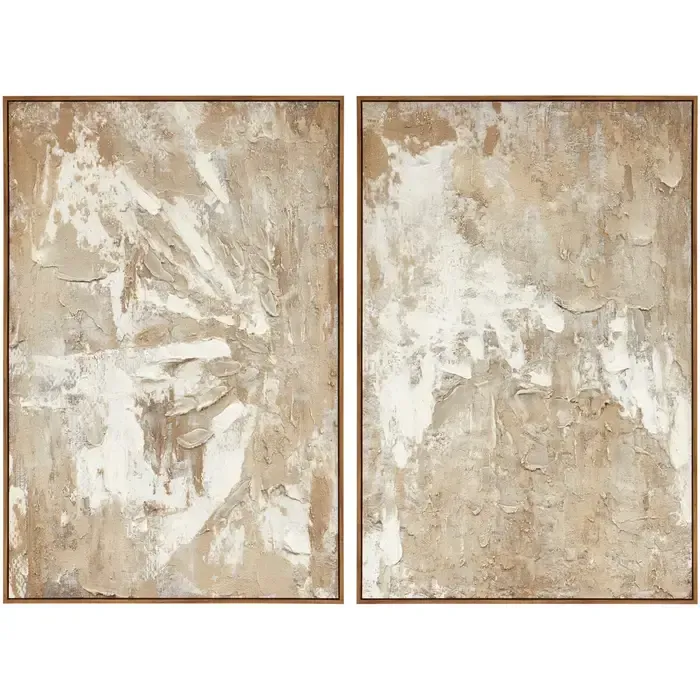 Premier Housewares Astratto Set Of 2 Neutral Hued Textured Wall Art