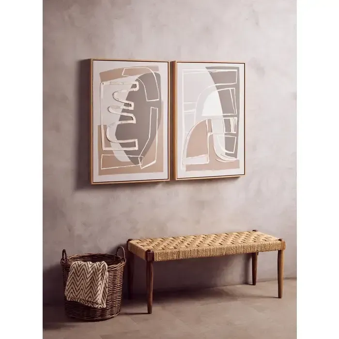 Premier Housewares Astratto Set Of 2 Neutral Multi Colour Wall Art