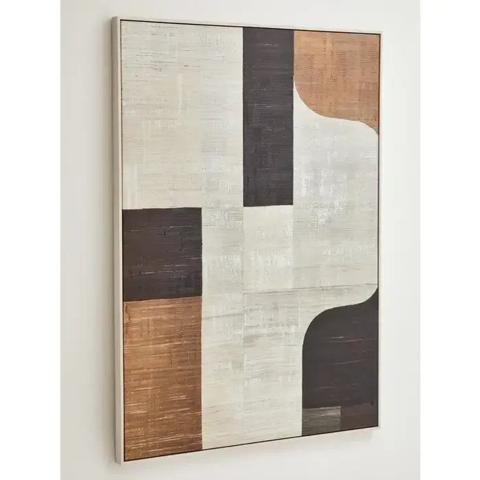 Premier Housewares Astratto Neutral Abstract Textured Canvas Wall Art