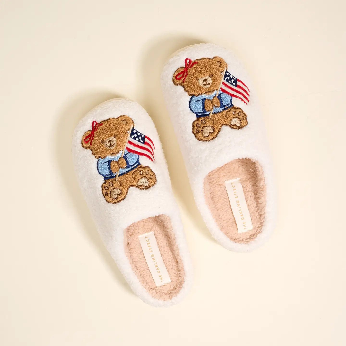 FUZZY SLIPPERS STAR SPANGLED BEAR