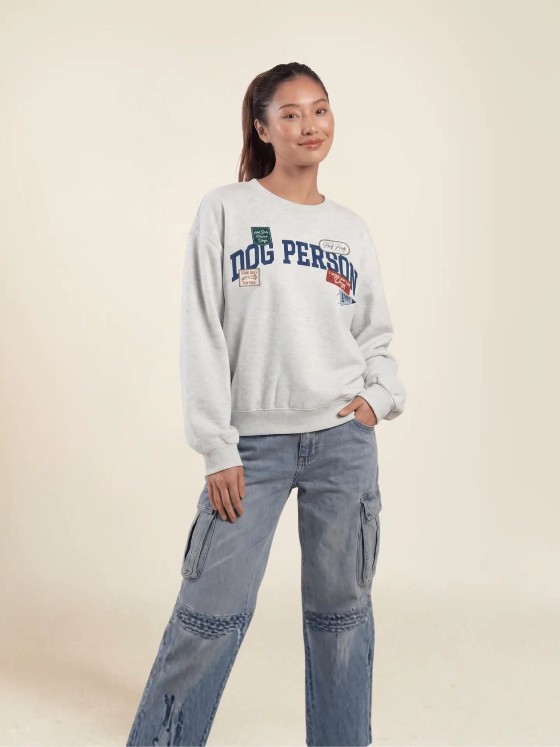 DOG PERSON PATCH CREWNECK SWEATSHIRT