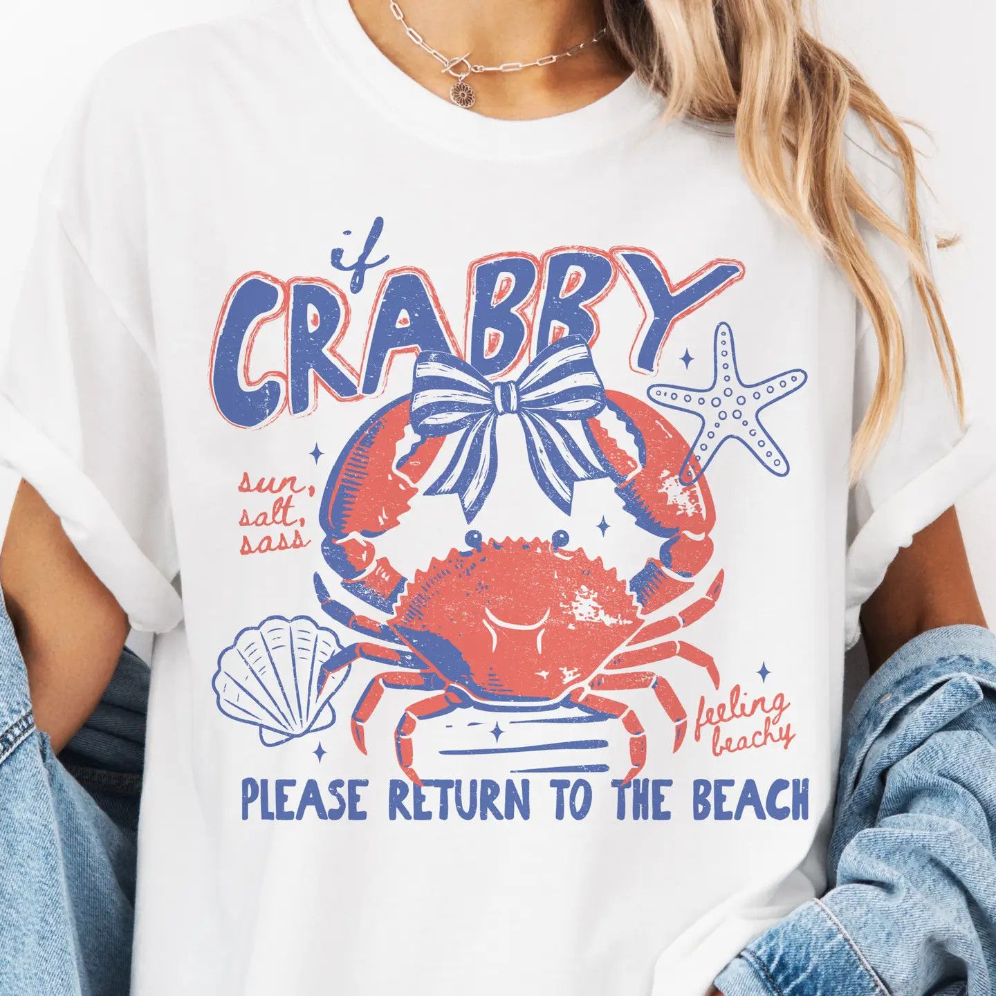 IF CRABBY RETURN TO BEACH SS TEE, Color: WHITE, Size: S