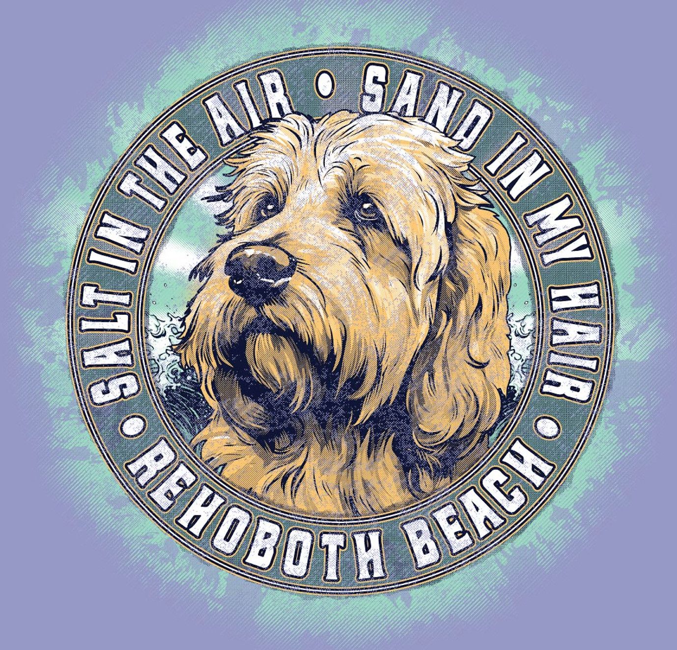 PURVEYOR BEACH DOODLE SS TEE, Color: FLO BLUE, Size: S