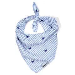 BANDANA BLUE GINGHAM WHALES