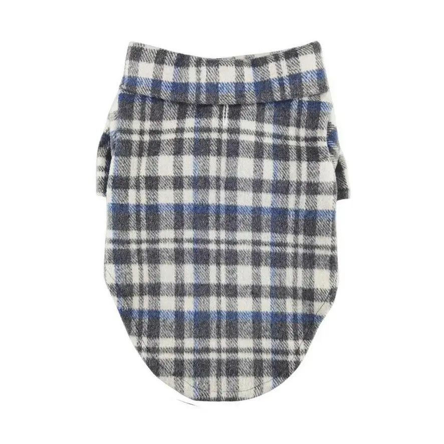 FLANNEL SHIRT GREY/BLUE PLAID, Size: XS