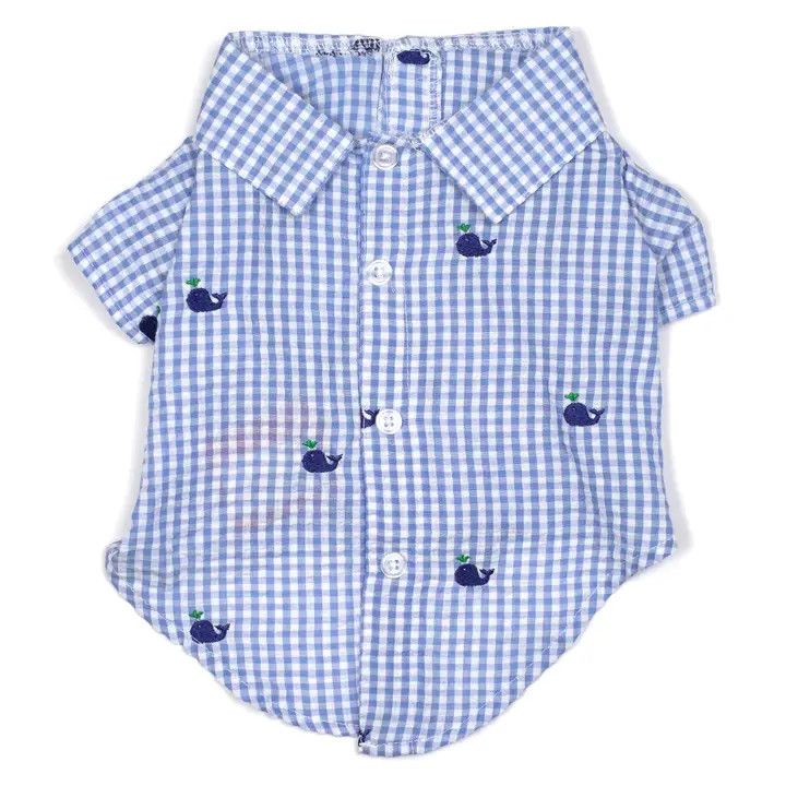 HAWAIIAN SHIRT GINGHAM WHALES, Size: XS