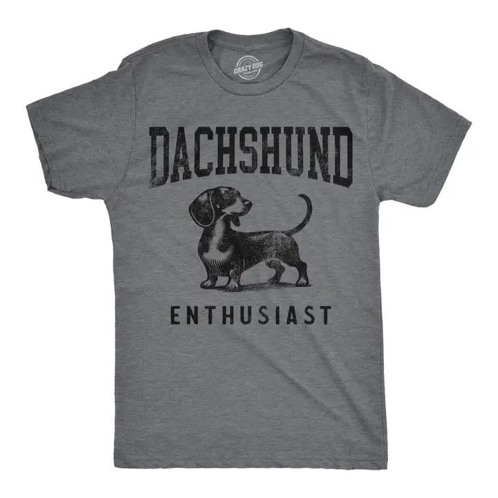 DACHSHUND ENTHUSIAST SS TEE, Color: GREY, Size: S
