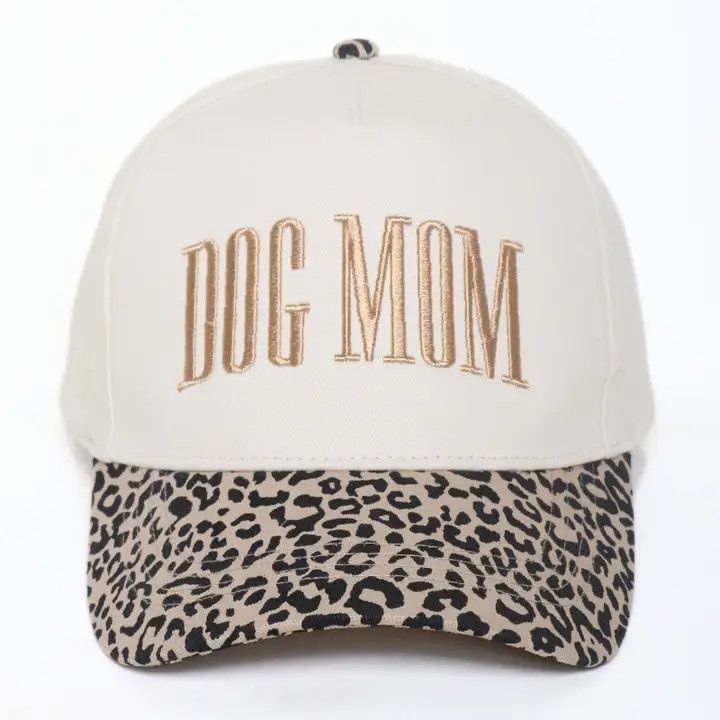 COTTON STRUCTURED HAT DOG MOM TWO TONE LEOPARD
