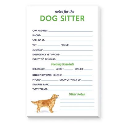 NOTEPAD DOG SITTER INSTRUCTIONS