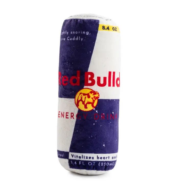 PLUSH RED BULLDOG CAN