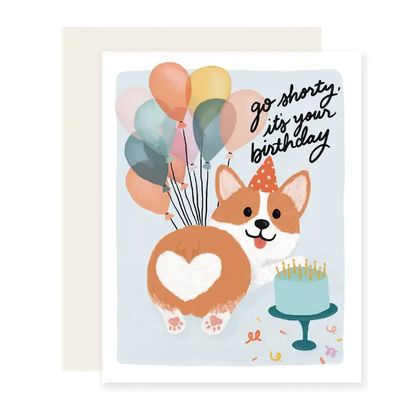 BIRTHDAY CARD GO SHORTY CORGI