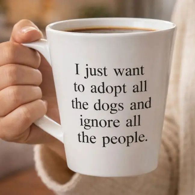 COFFEE MUG ADOPT ALL THE DOGS IGNORE ALL THE PEOPLE