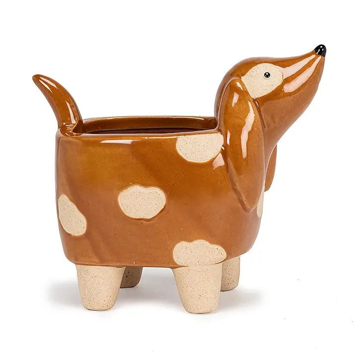 PLANTER SMALL DOG BROWN