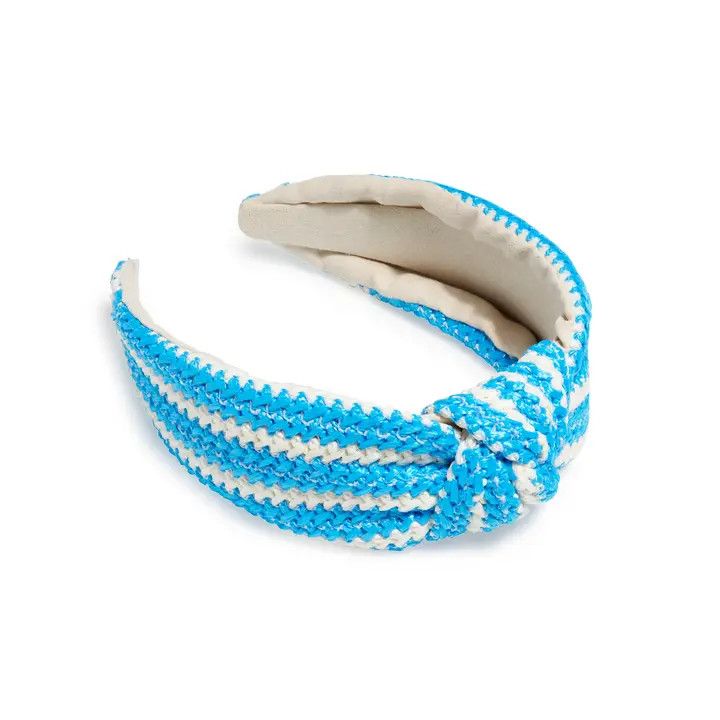 KNOTTED HEADBAND WOVEN STRIPE BLUE