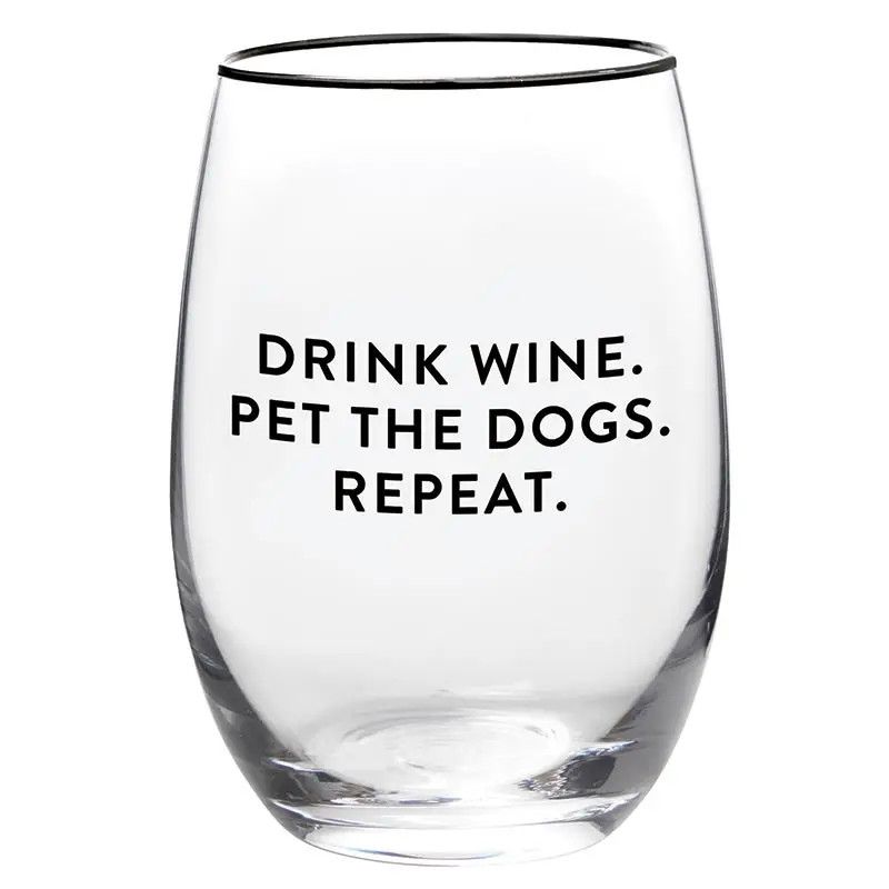 WINE GLASS WINE DOGS REPEAT