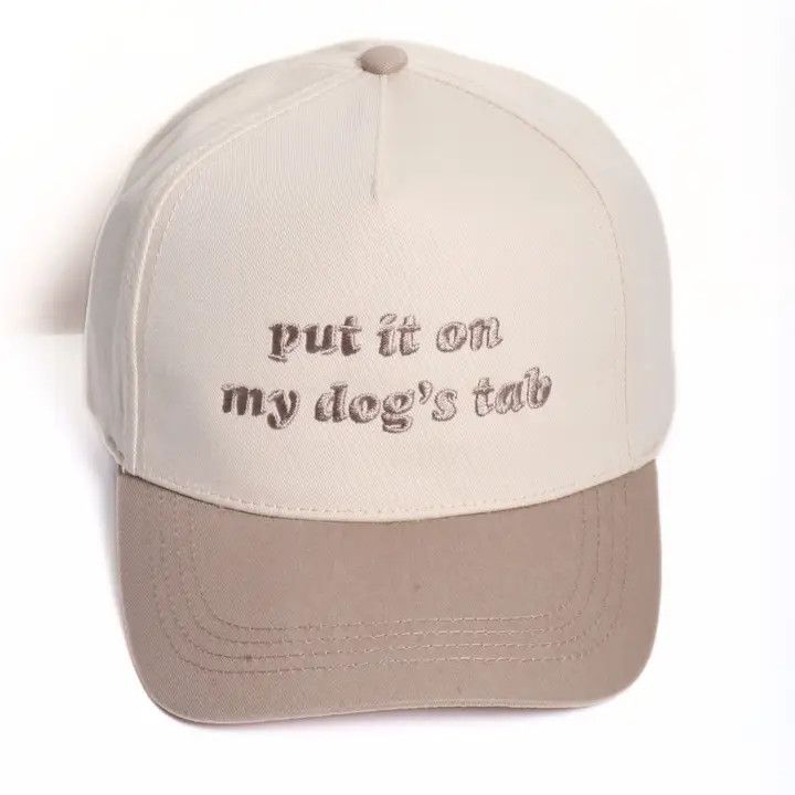 COTTON HAT PUT IT ON MY DOG'S TAB TWO TONE BEIGE