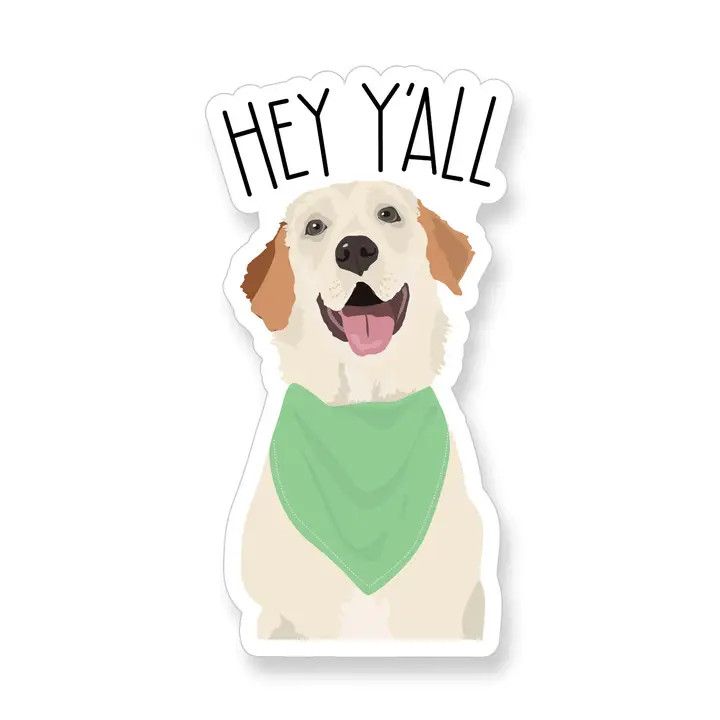 NOVELTY STICKER HEY Y'ALL GOLDEN