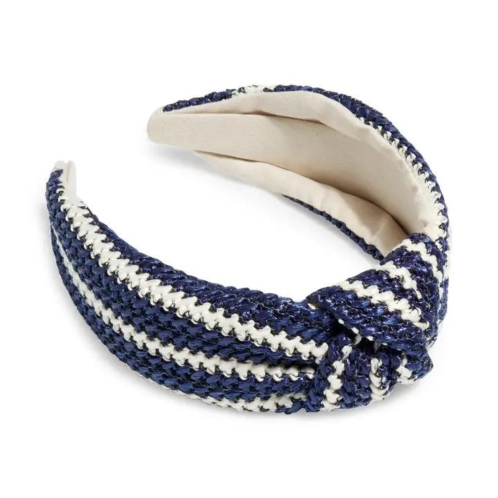 KNOTTED HEADBAND WOVEN STRIPE NAVY