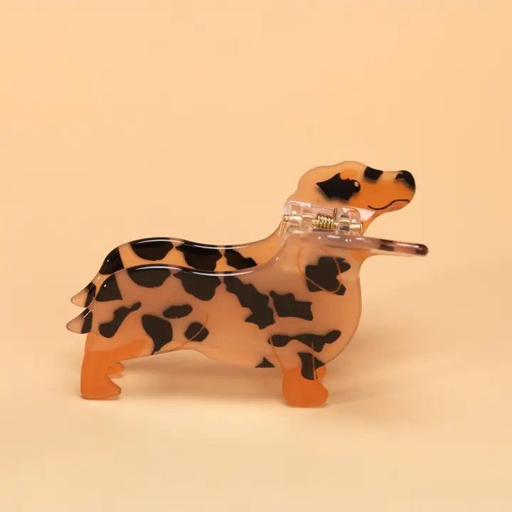 HAIR CLIP SPOTTED ORANGE DACHSHUND