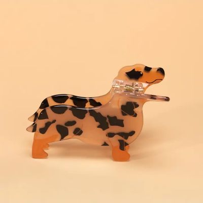 HAIR CLIP SPOTTED ORANGE DACHSHUND