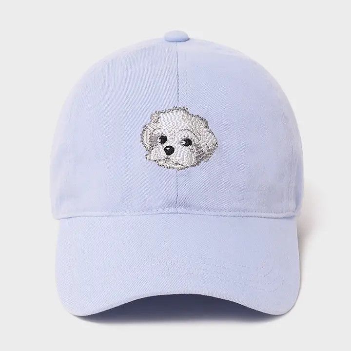 COTTON HAT MALTESE NEEDLEPOINT LIGHT BLUE