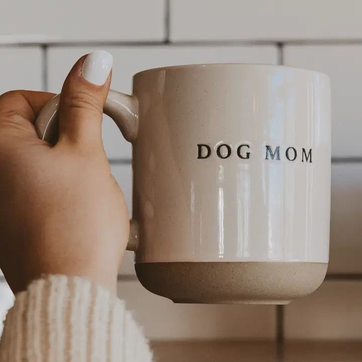 COFFEE MUG STONEWARE DOG MOM STAMP