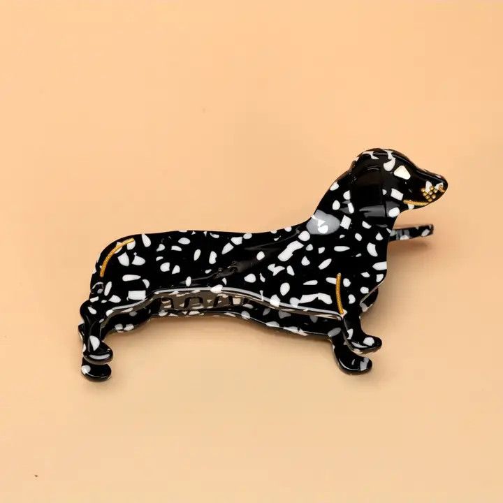 HAIR CLIP SPOTTED BLACK DACHSHUND