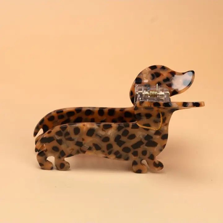 HAIR CLIP SPOTTED BROWN DACHSHUND