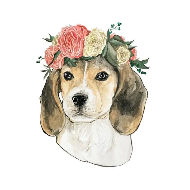 NOVELTY STICKER FLOWER CROWN BEAGLE