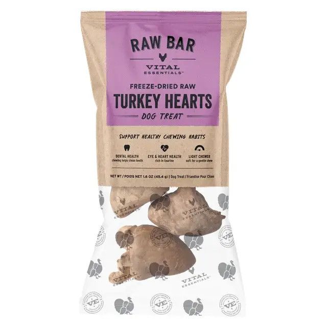 VITAL ESSENTIALS RAW BAR FREEZE DRIED TURKEY HEARTS
