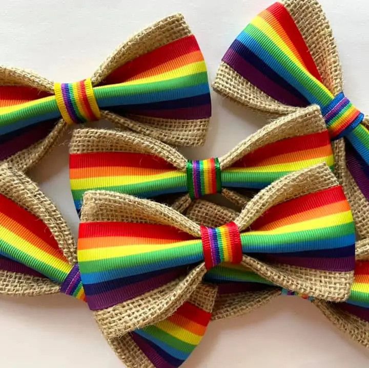 BOW TIE BURLAP HAPPY PRIDE