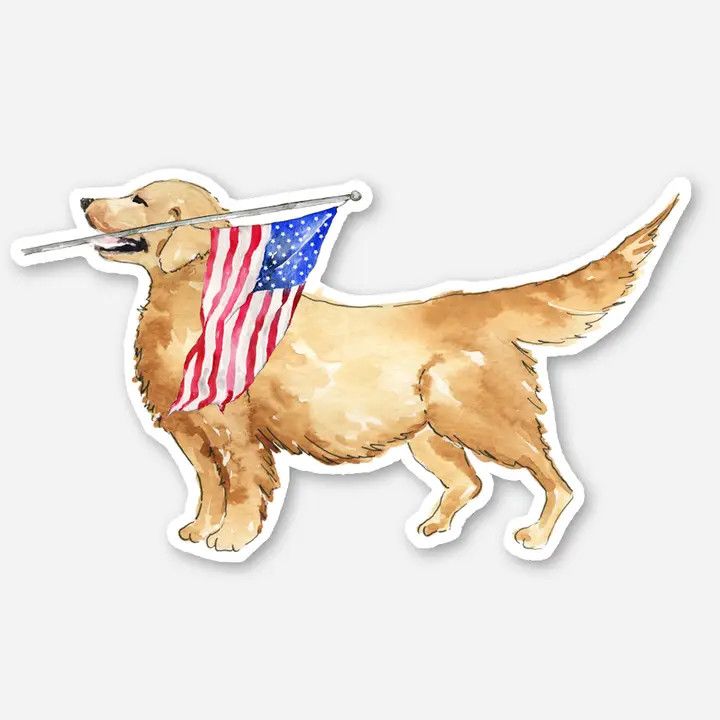 NOVELTY STICKER AMERICANA GOLDEN RETRIEVER