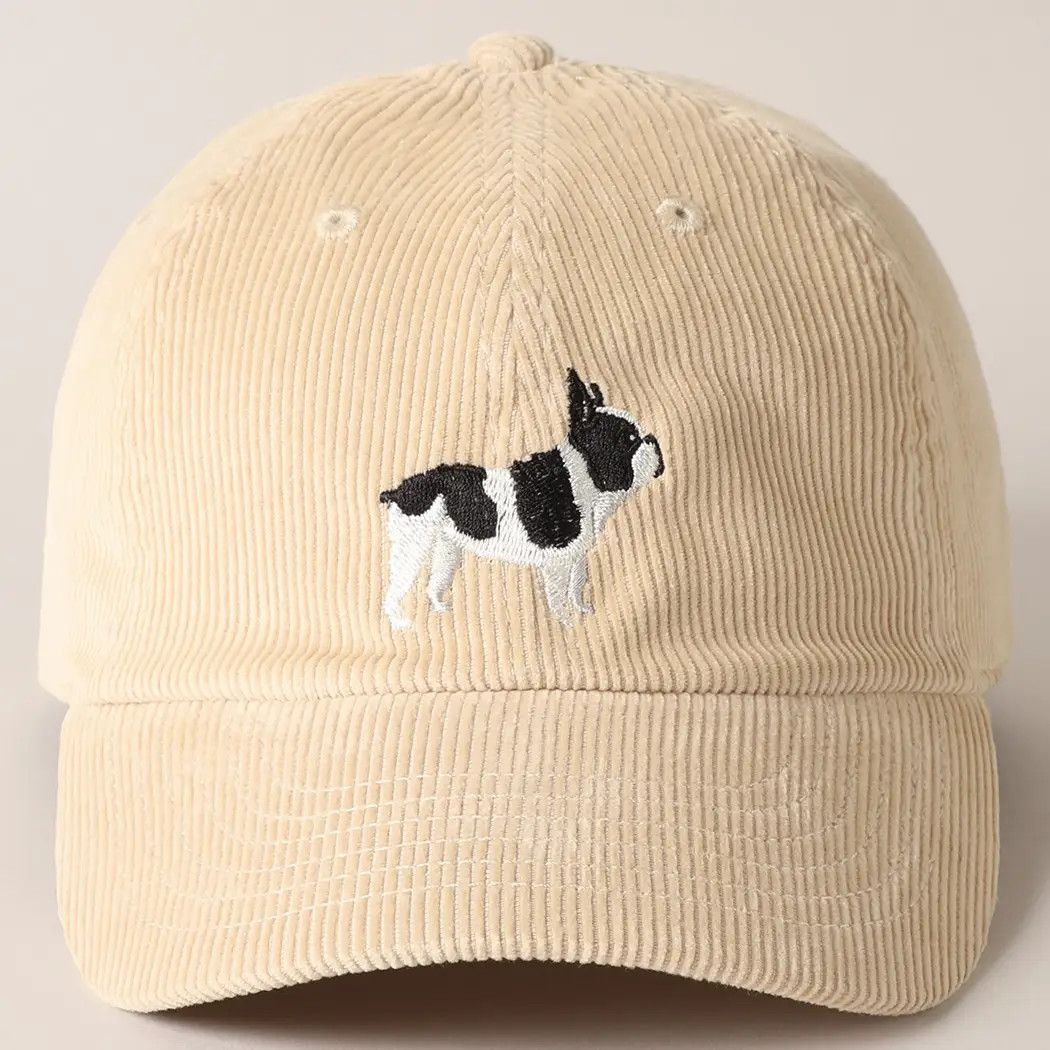 COTTON HAT FRENCH BULLDOG TAN CORD